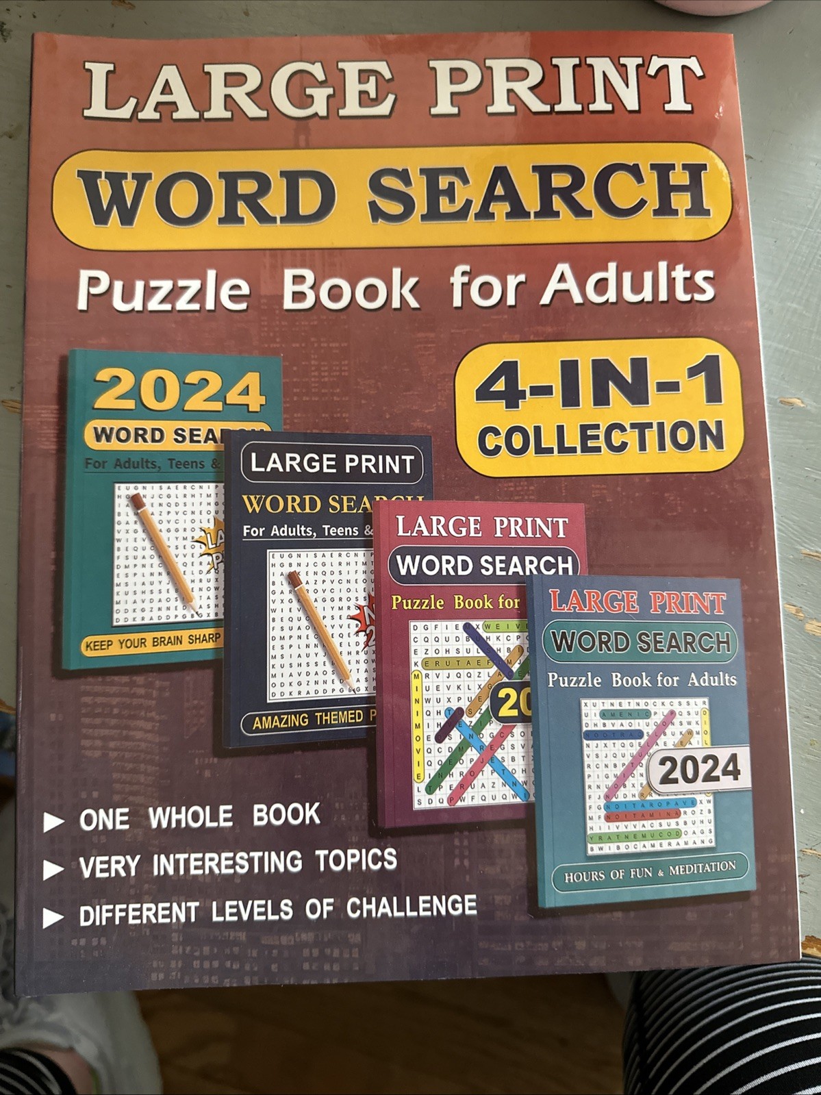 4 Puzzle Book Bundle With 3 Word Search And One Crossword Books