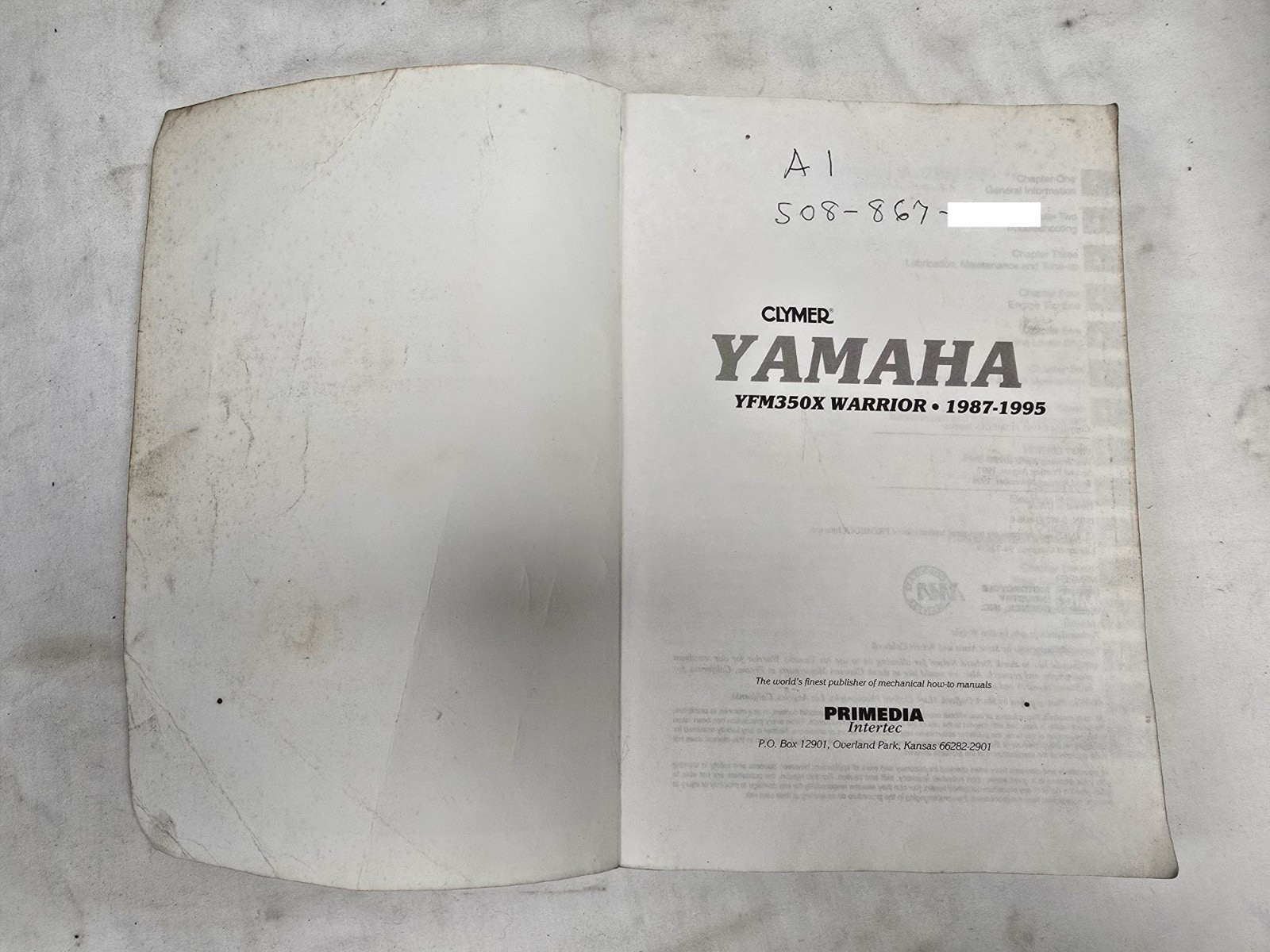 Clymer Service Repair Maintenance Manual 1987-1995 Yamaha Warrior ATV M487
