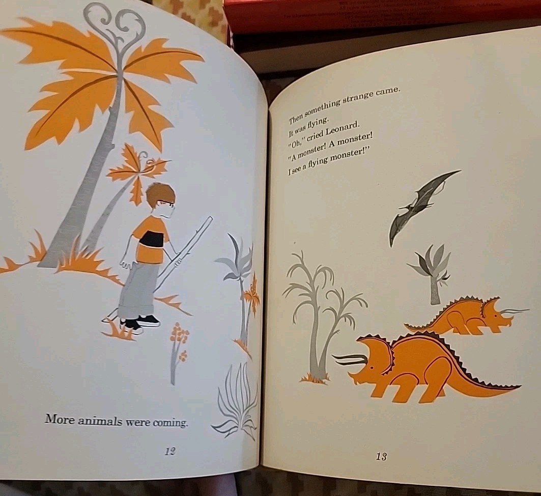 Vintage 1965 Leonard Visits Dinosaur Land Gene Darby Hardcover Book –