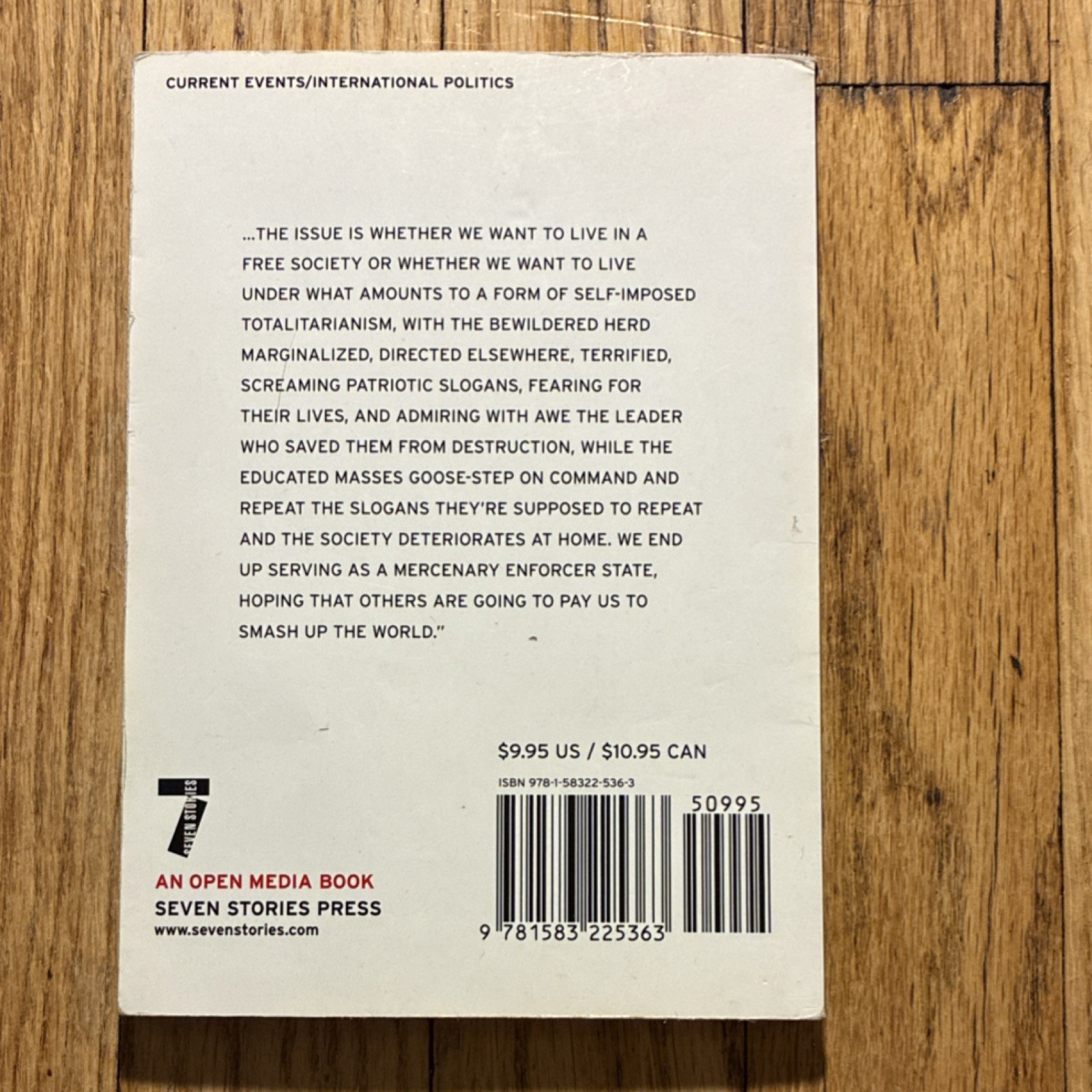 Media Control by Noam Chomsky, Paperback, Seven Stories Press, 2nd Edition