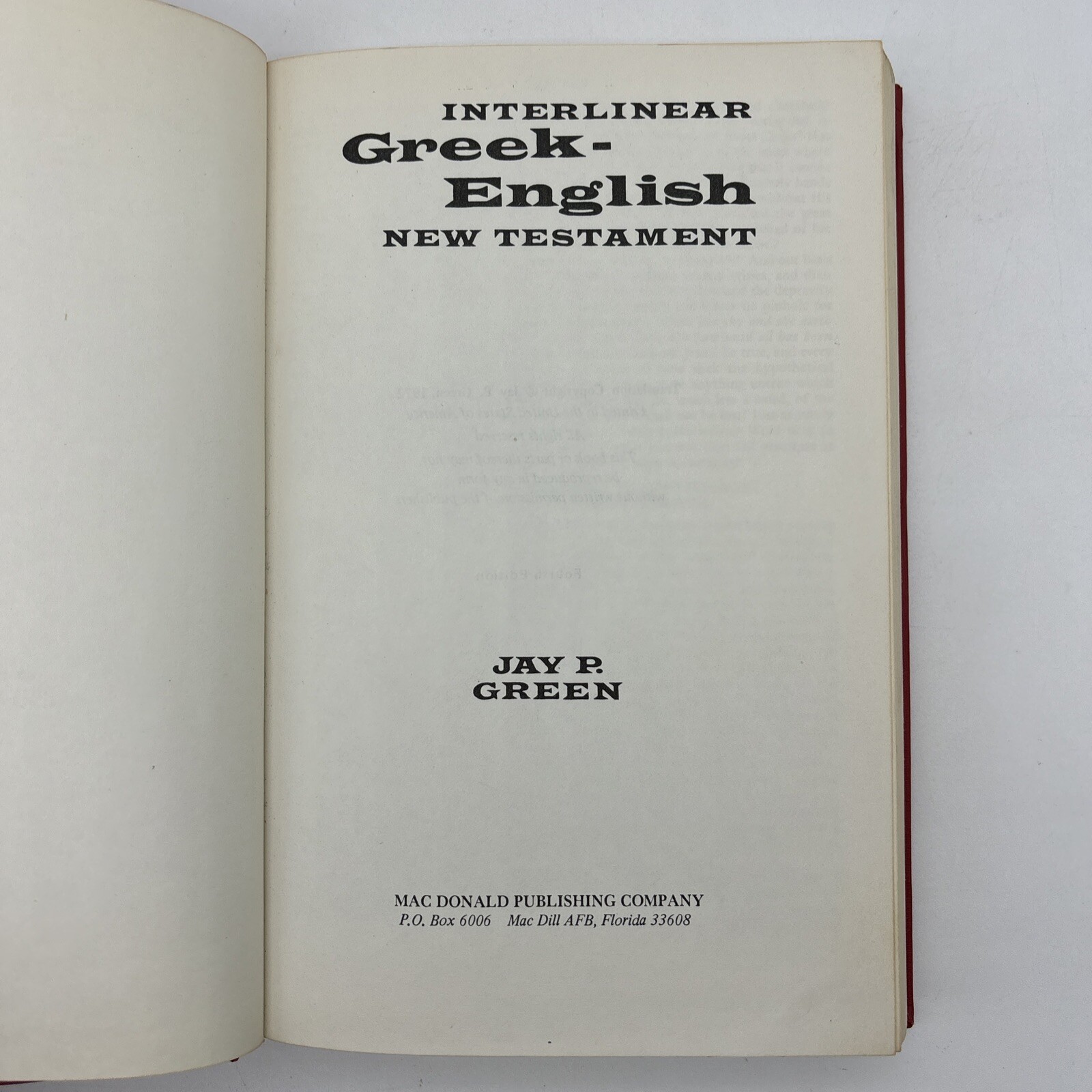 Interlinear Greek-English New Testament Jay P Green 1972 Mac Donald Publishing