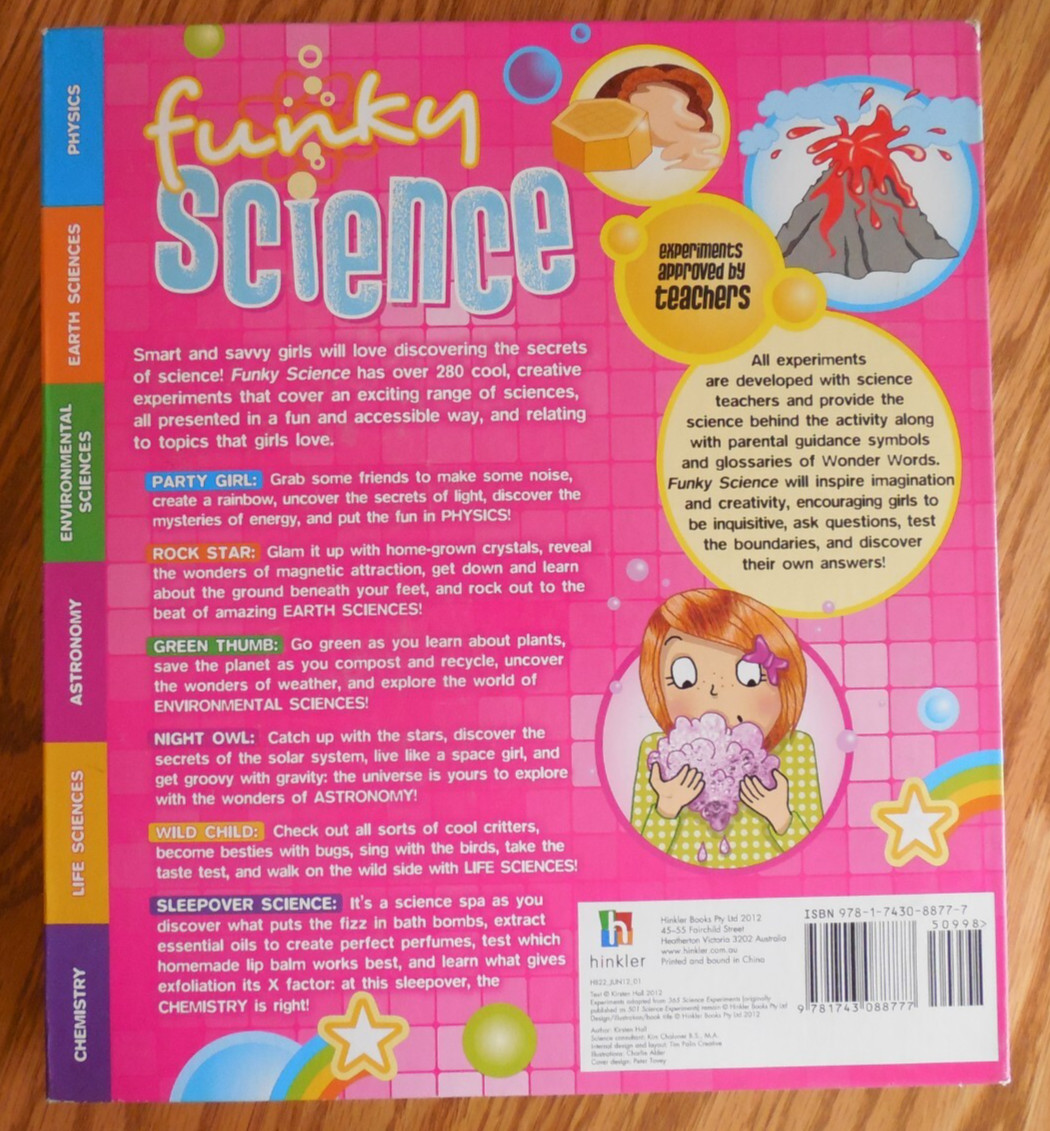 Hinkler Books “Funky Science” for Girls with 280+ Experiments HC Spiral Book