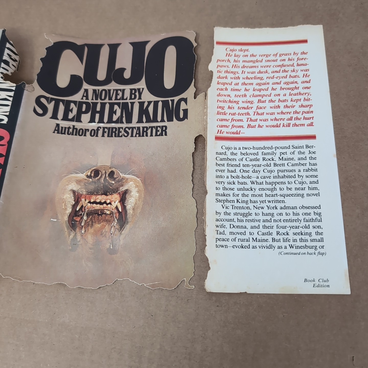 Stephen King Cujo 1981 Viking Book Club Edition Hard Cover Dust Jacket