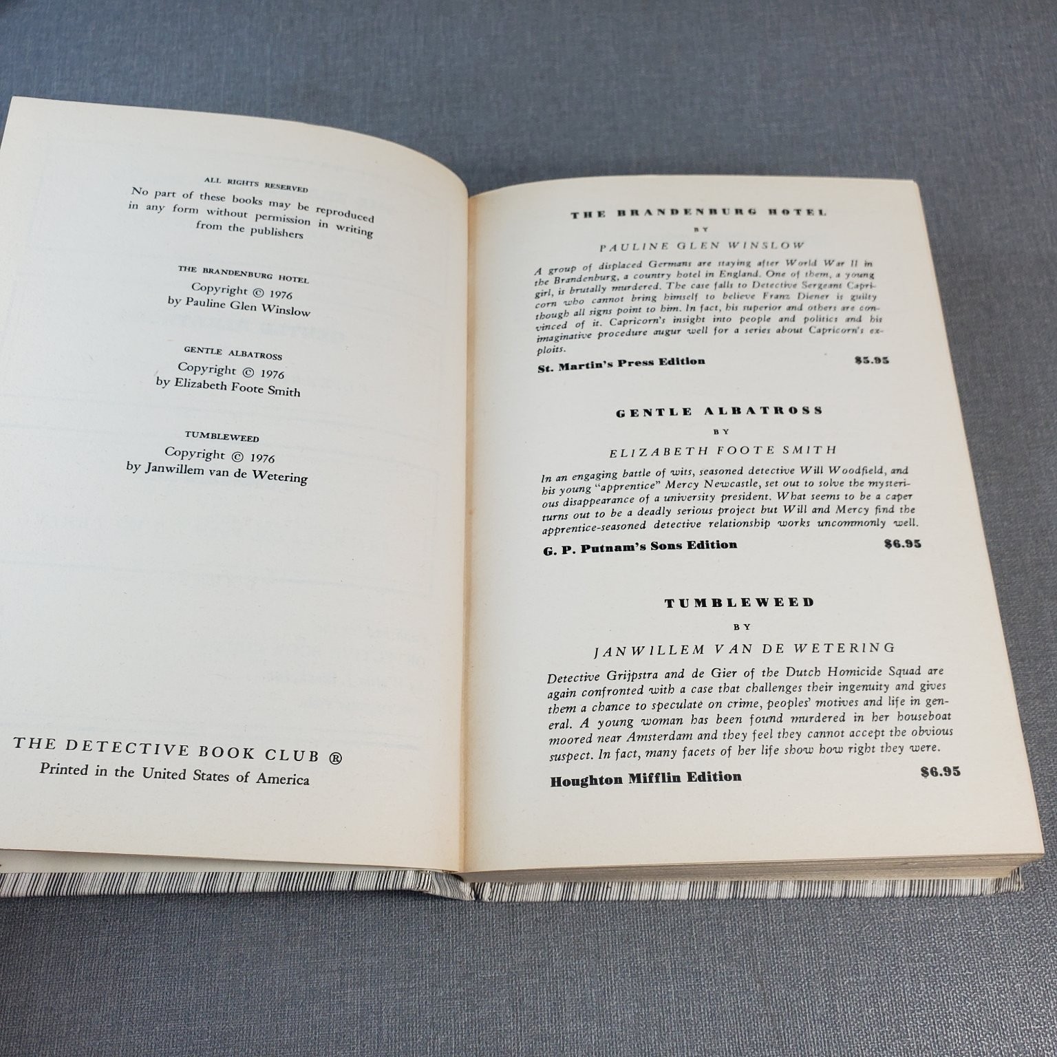 Detective Book Club 1976 Omnibus: Brandenburg Hotel, Gentle Albatross