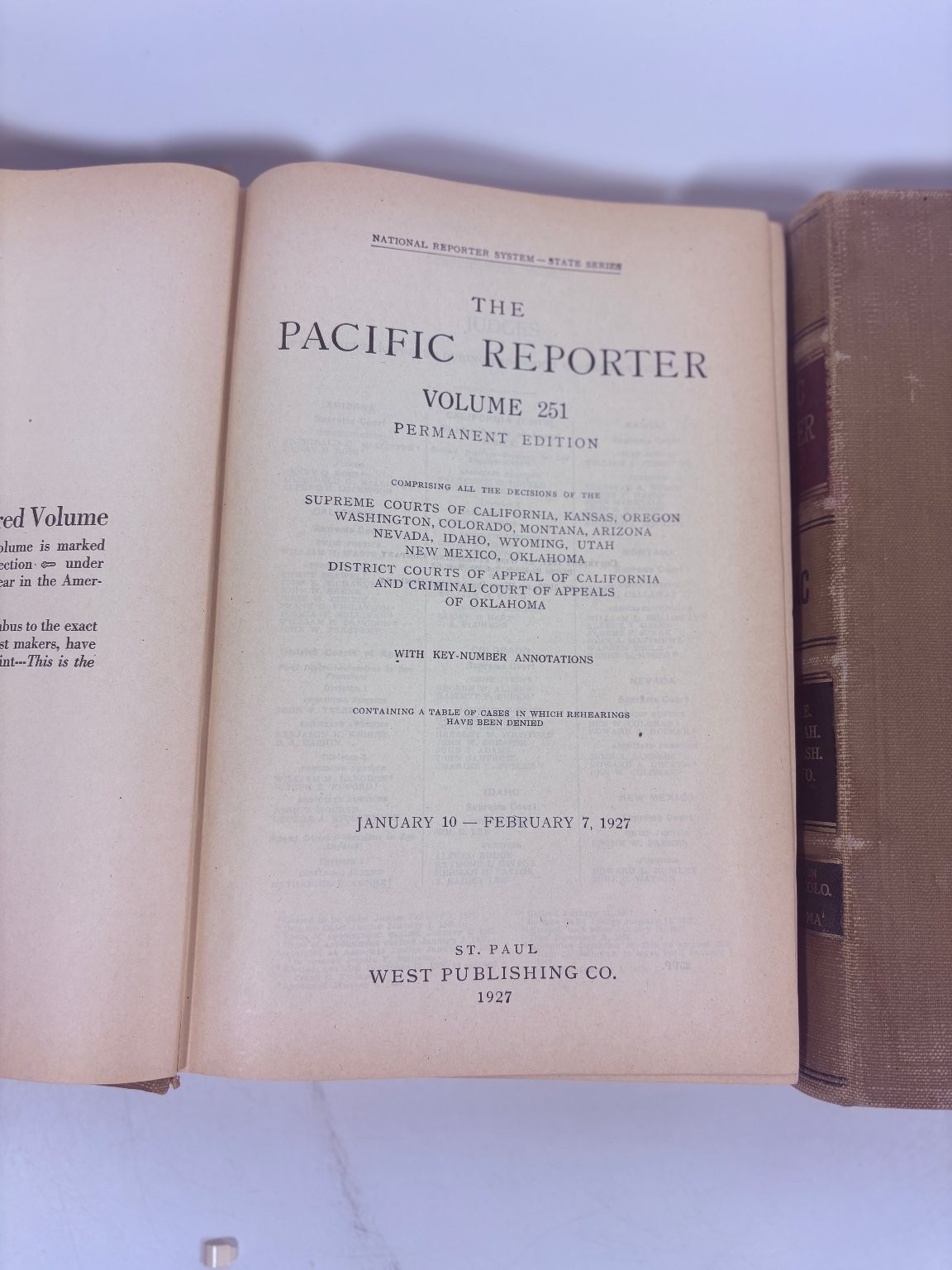 Antique Book Lot Pacific Reporter Vol 237 251 West Publishing 1927 Law Case