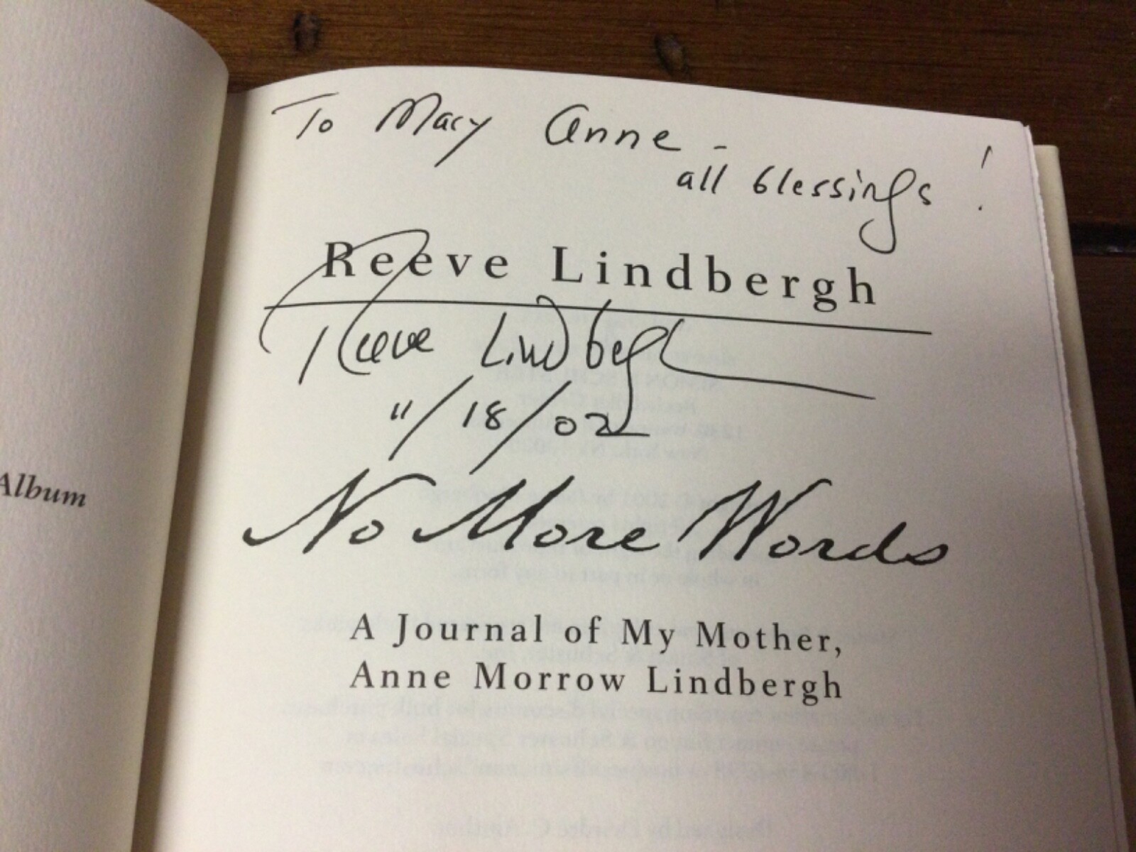 ** SIGNED 1st Edition ** REEVE LINDBERGH ** No More Words ** (2001 HC/DJ) **