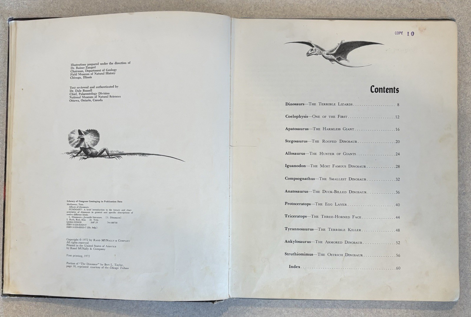 Album of Dinosaurs by Tom McGowen (1972, Hardcover) FIRST PRINTING