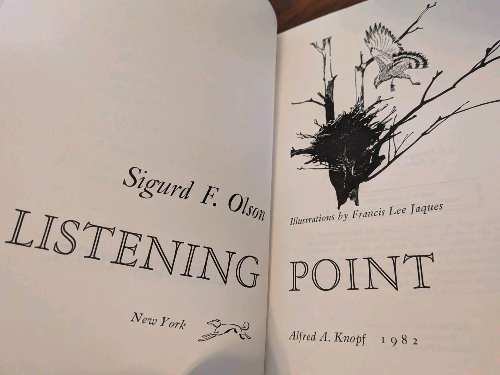Listening Point – Sigurd F. Olson – Borzoi/Knopf HC/DJ – Nature Classic – Illust