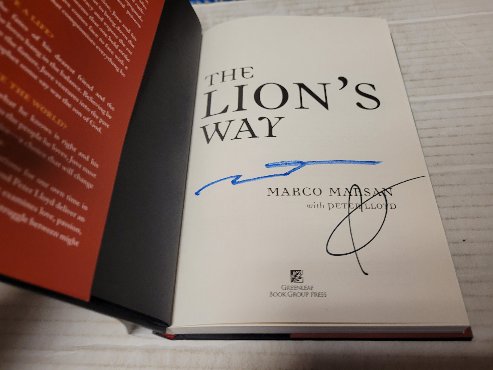 The Lion’s Way by Marco Marsan with Peter Lloyd (2008, HC) SIGNED x 2 1st/1st