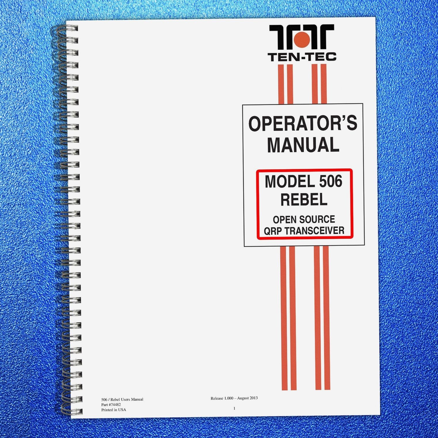 TEN TEC Rebel Model 506 User Manual – BINDING – COVERED – XL FOLDOUT PAGES