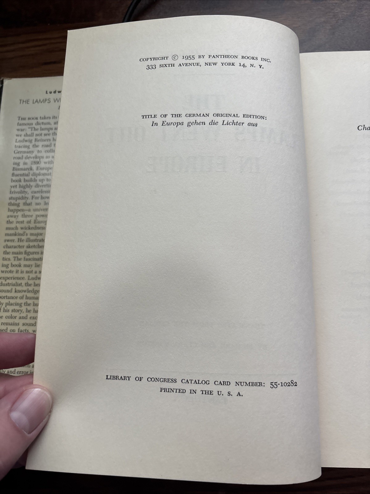 The Lamps Went Out in Europe- WW1 History 1955- Ludwig Reiners