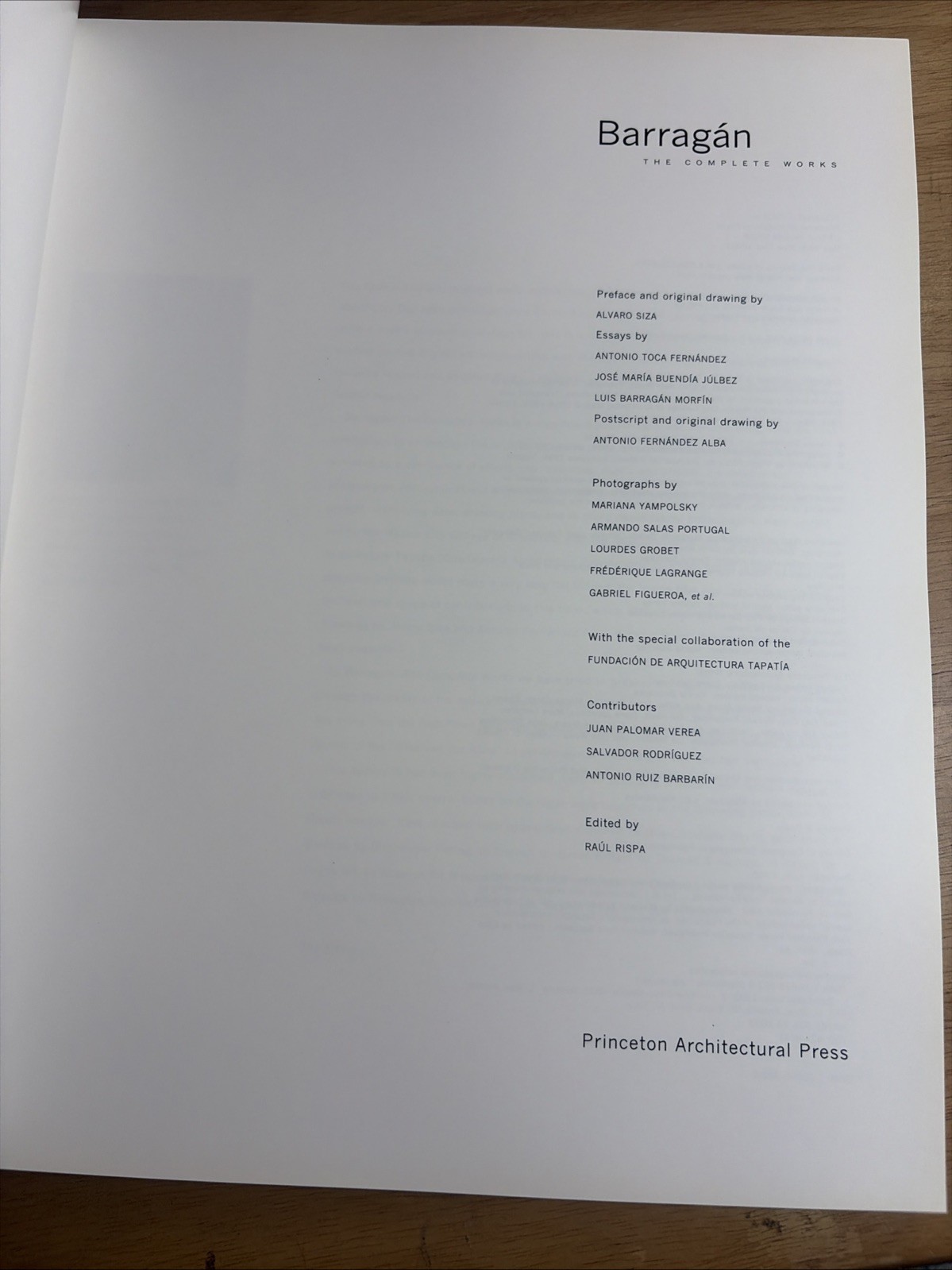 Luis Barragan Complete Works Princeton Architectural Press 2003 FINE/NF