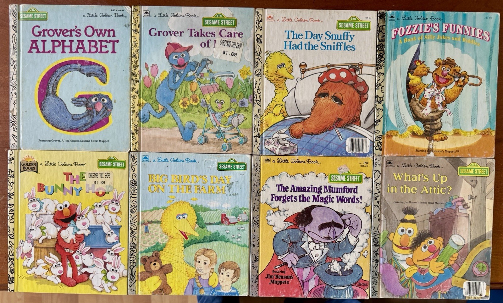 A Little Golden Book Vintage CTW Sesame Street 8 Book Lot – Grover, Big Bird