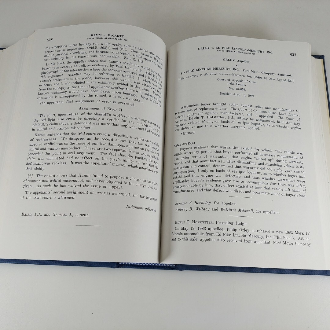 Ohio Official Reports 61 Appellate 3d Walter Kobalka 1991 HC West Publishing Co.