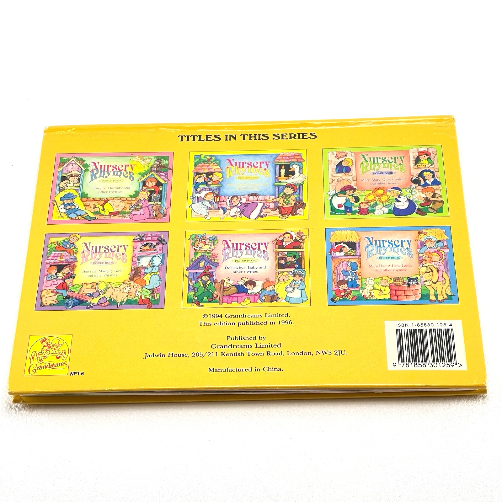 Grandreams Nursery Rhymes Pop-Up Books Lot of 4 – 1994 – Free Shipping