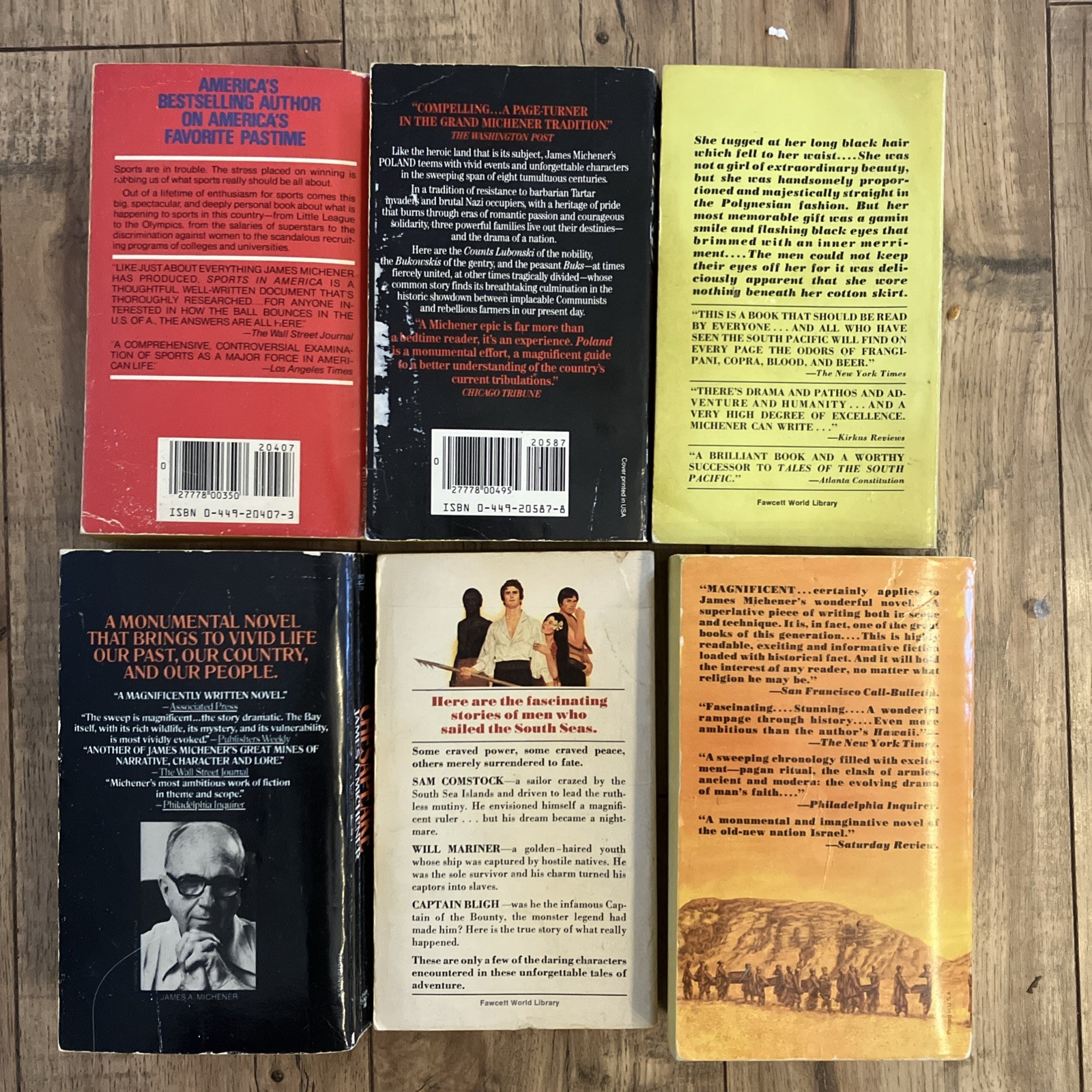 James A. Michener lot of 6 vintage PB books Historical, Adventure good preowned