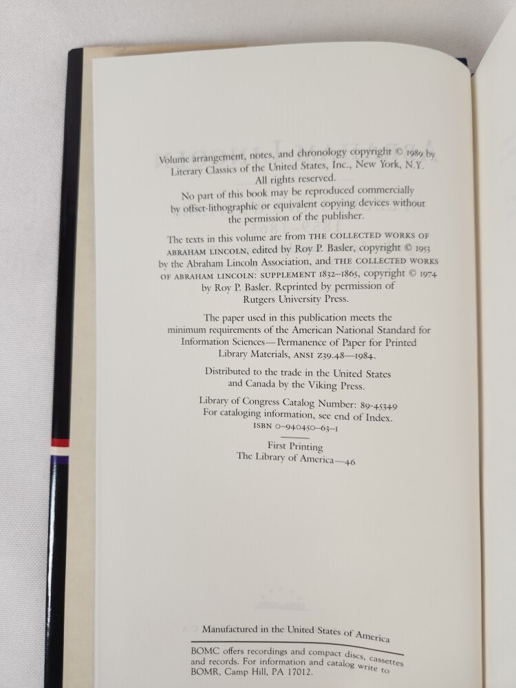 Lincoln 2 Vol Set: Speeches, Letters, Miscellaneous Writings The Lincoln-Douglas