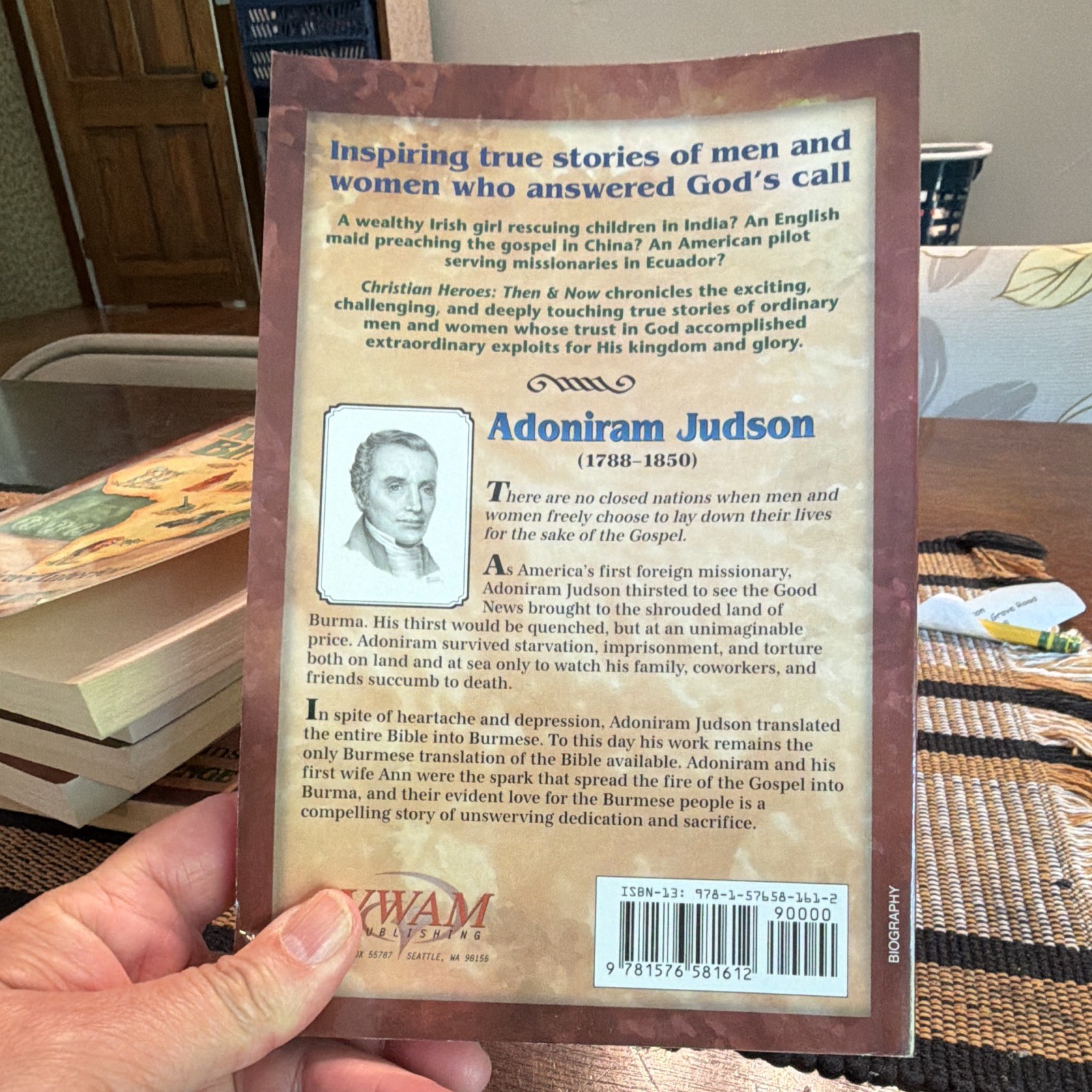 YWAM Christian Heroes: Then & Now Adoniram Judson Bound for Burma PB Benge