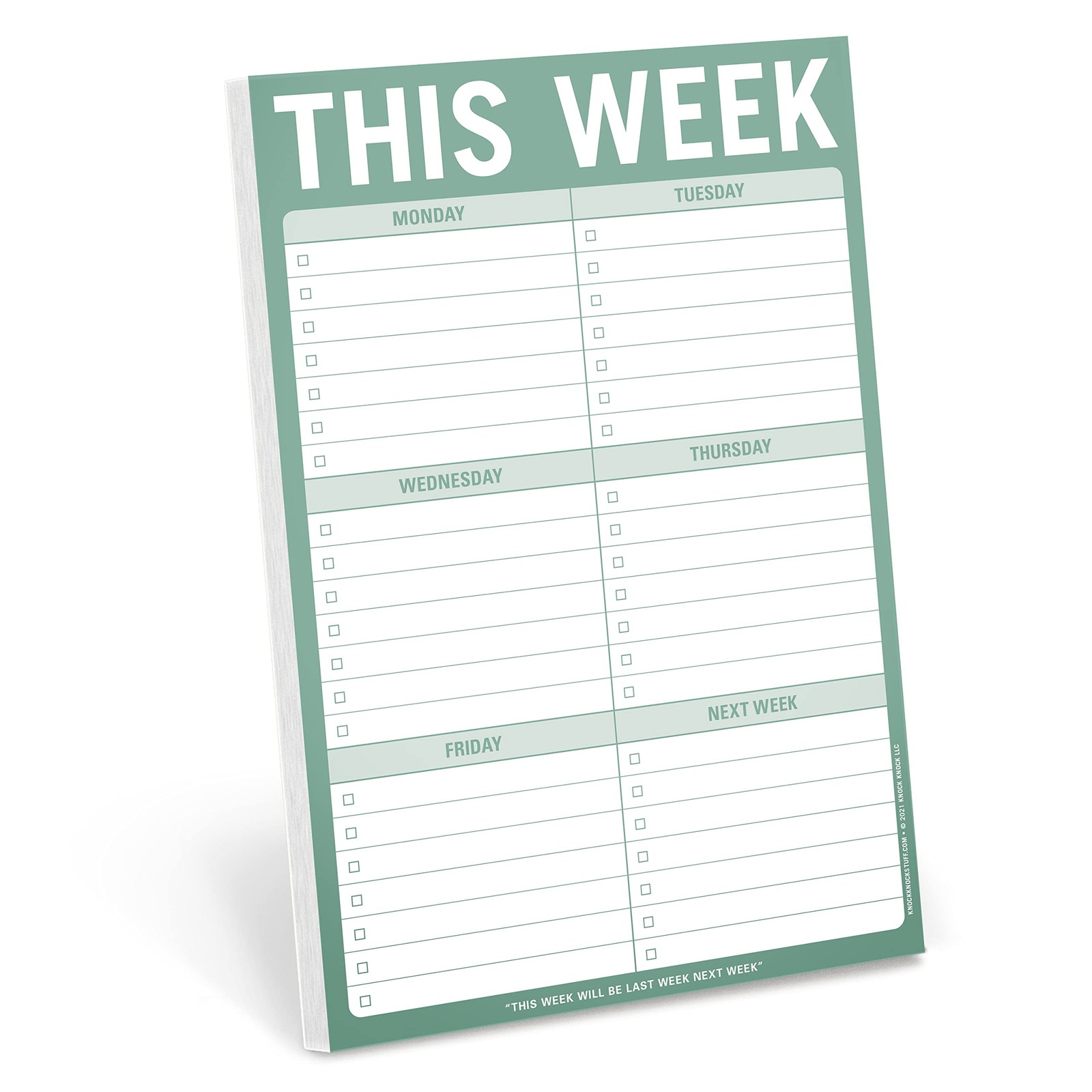 1Count This Week Pads, To Do List Notepads, 6 x 9inches each Sage Green
