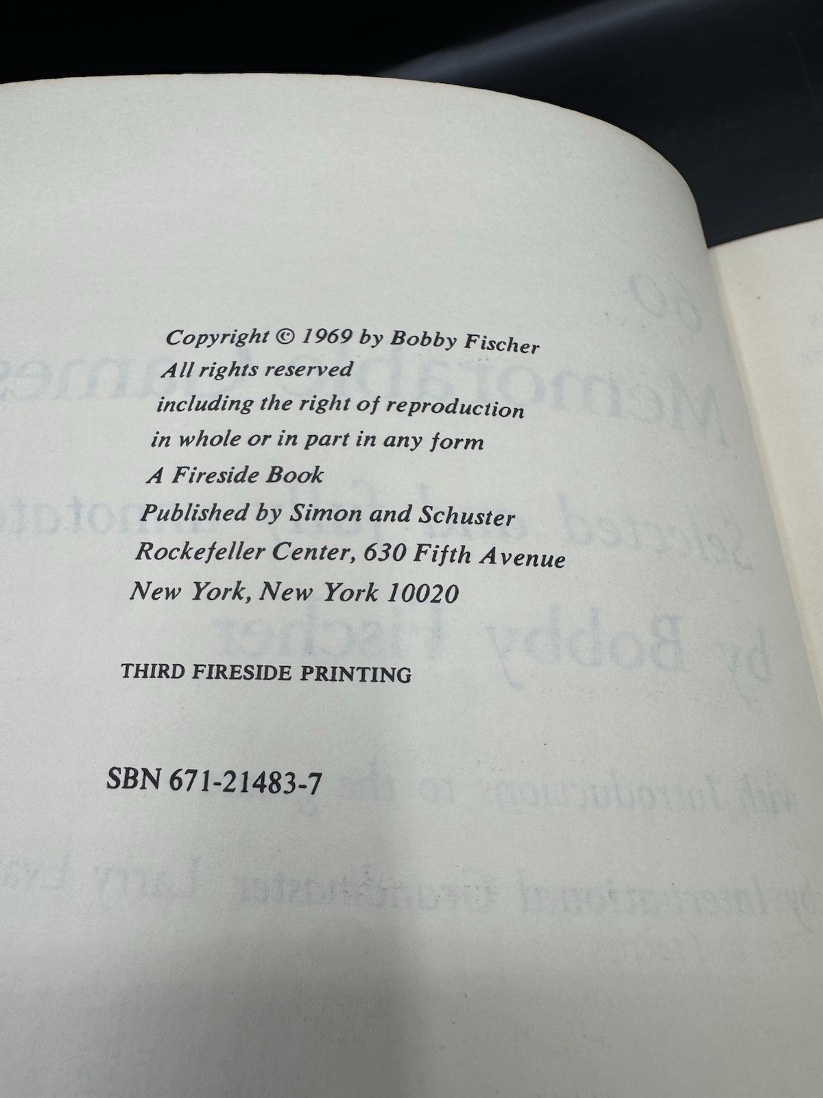 BOBBY FISCHER, MY 60 MEMORABLE GAMES, 1969 PAPERBACK, 1ST EDITION, 2ND PRINTING