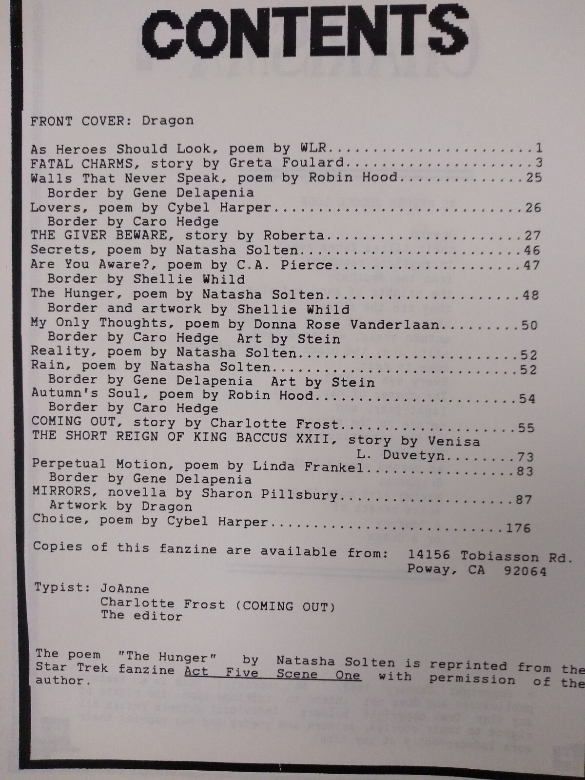 CHARISMA 2 Star Trek Zine Fanzine 1988 stories & art vintage fic fandom