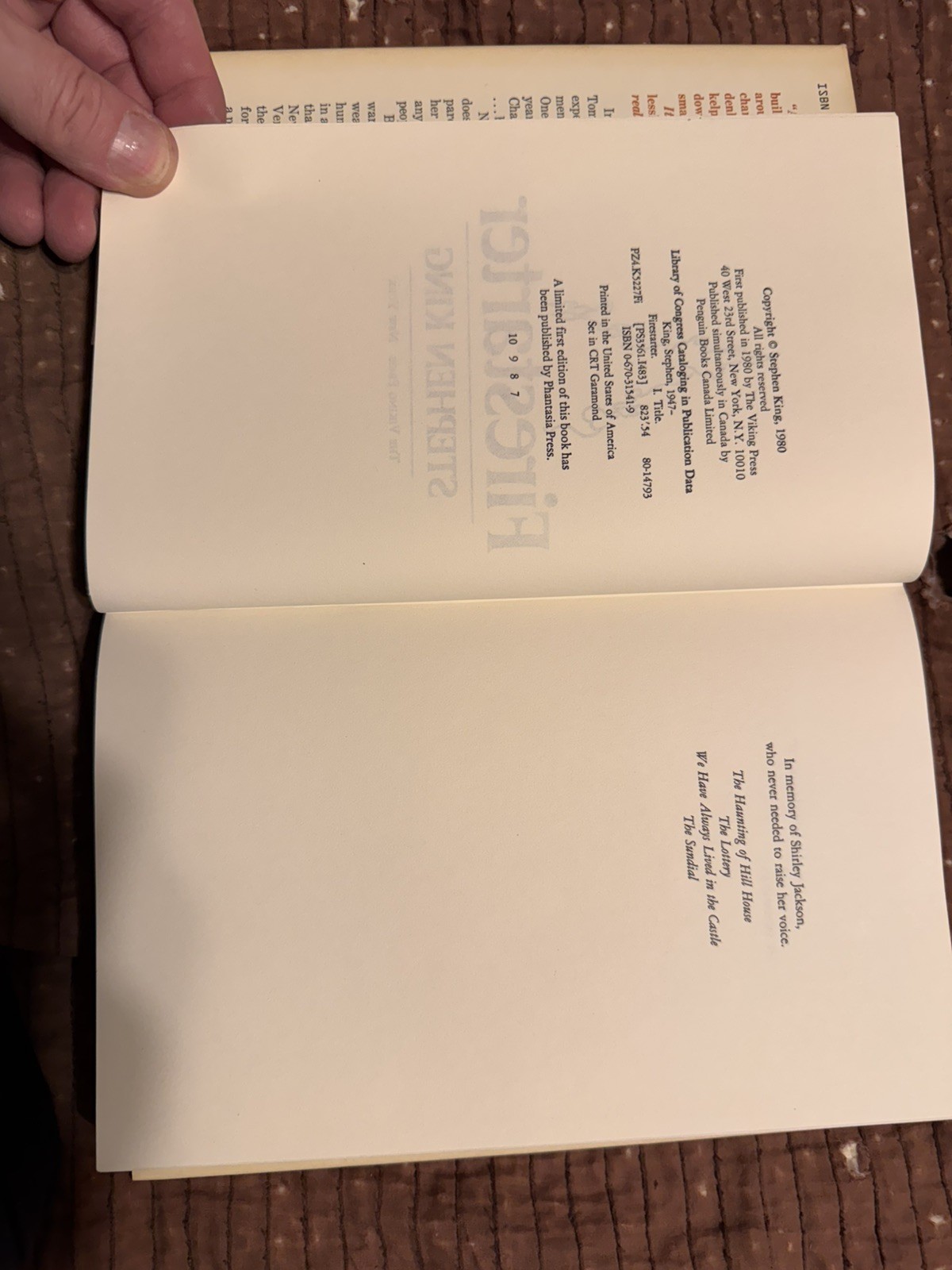 Stephen King FIRESTARTER Viking Press