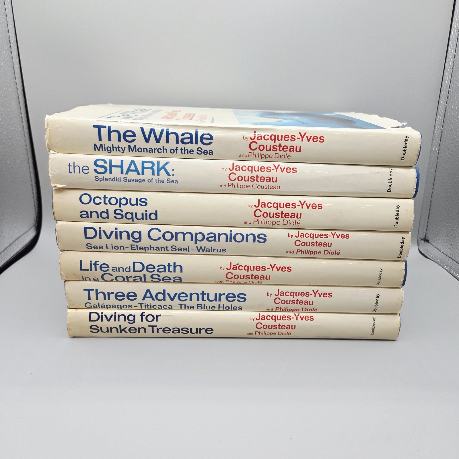 Jacques Cousteau Doubleday HCDJ Lot of 7 Shark Whale Octopus Diving Adventures