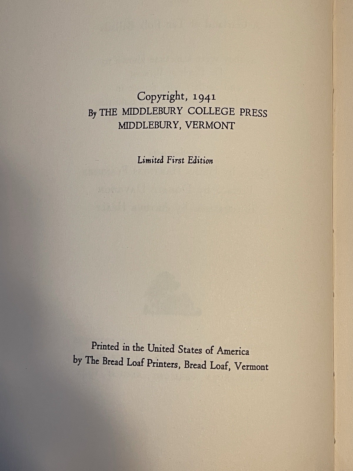 Vermont Chap Book Being A Garland of Ten Folk Ballads 1941 Middlebury College