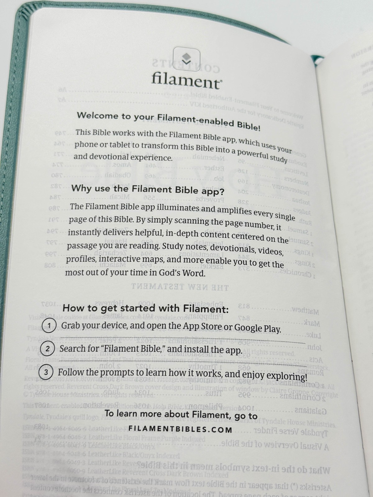 KJV Thinline Reference Bible, Filament LeatherLike, Floral Leaf Teal by Tyndale