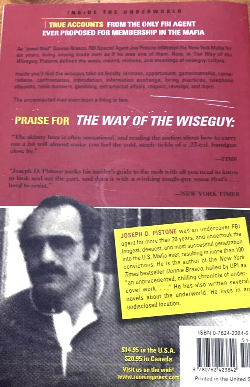 The Way Of The Wiseguy Hand Signed by Joe Pistone Real Donnie Brasco Cosa Nostra