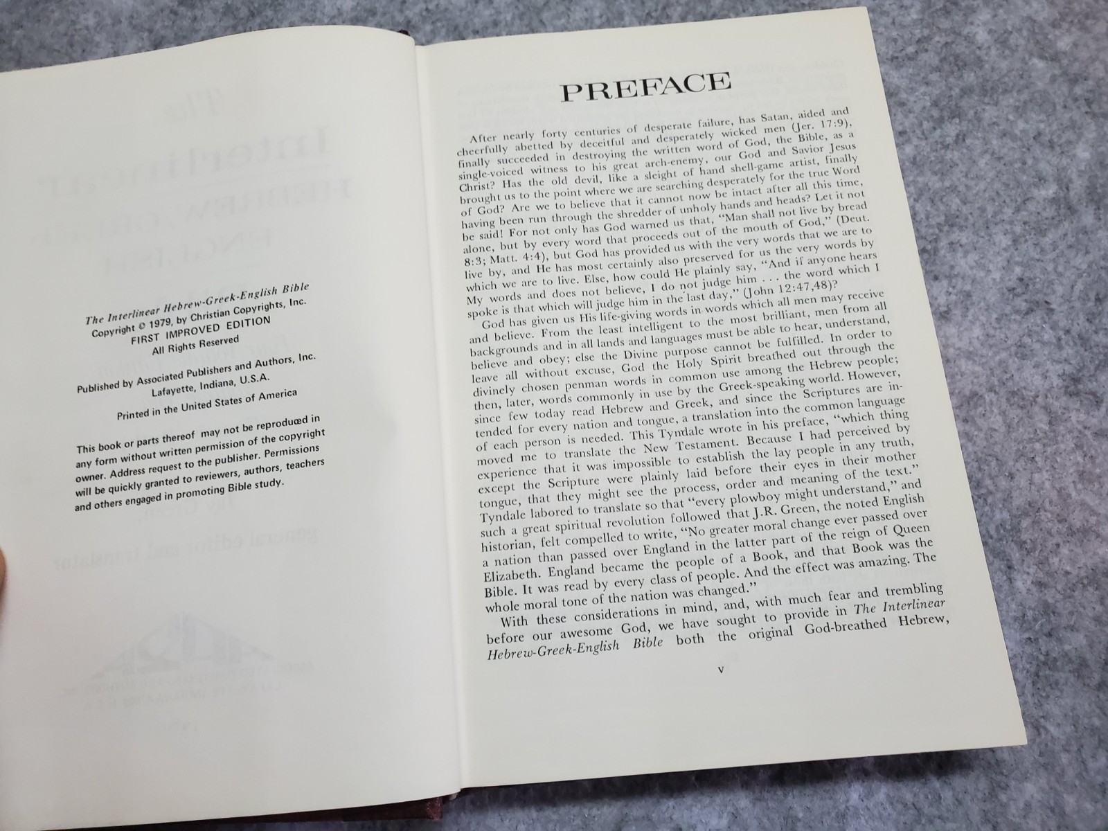 Interlinear Hebrew Greek English Bible, Volume 1 of 4 Volumes, 1979 1st improved