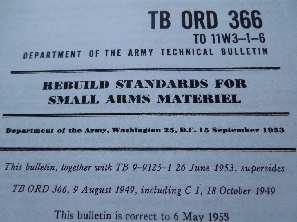 U.S. Dept. of the Army Rebuild Standards for Small Arms Material 178 Pages 1953