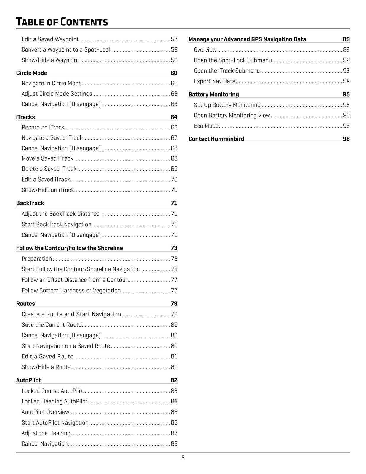 HUMMINBIRD ADVANCED GPS NAVIGATION Operators Guide Manual SECURED – FRONT & BACK