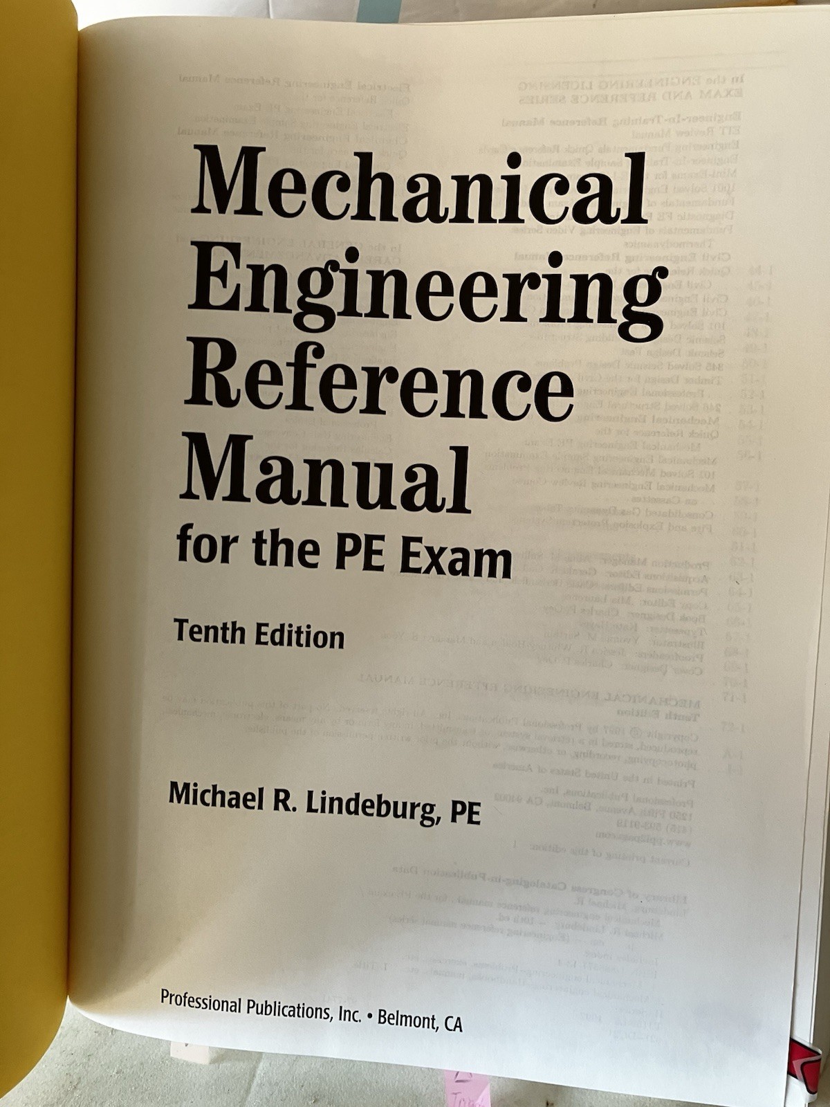Mechanical Engineering Reference Manual: For the PE Exam by M. Lindeburg 10th Ed