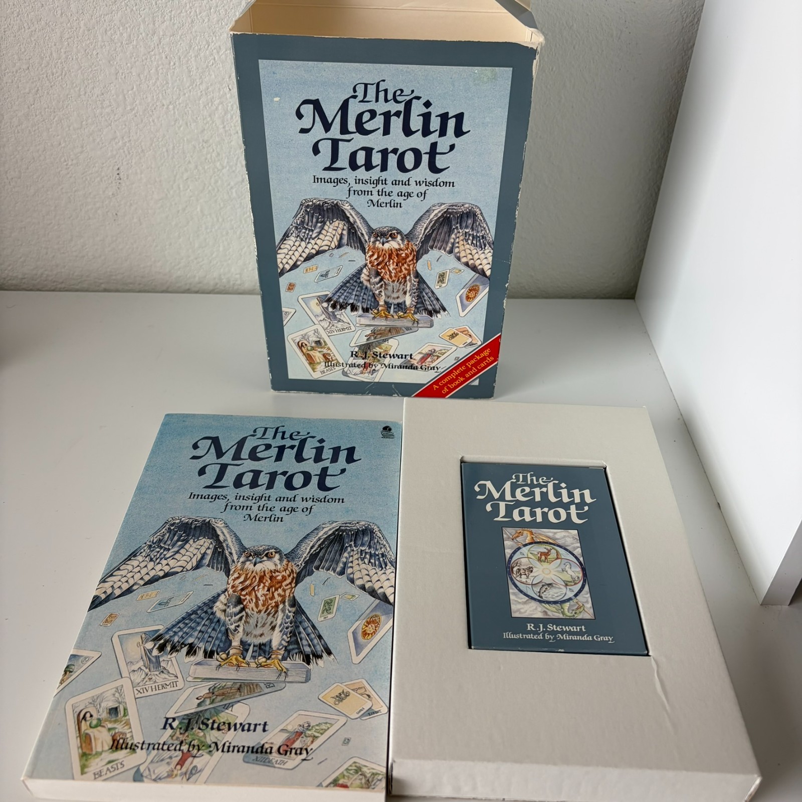 The Merlin Tarot R.J. Stewart Miranda Gray Complete 80 Card Deck Book Vtg 1988