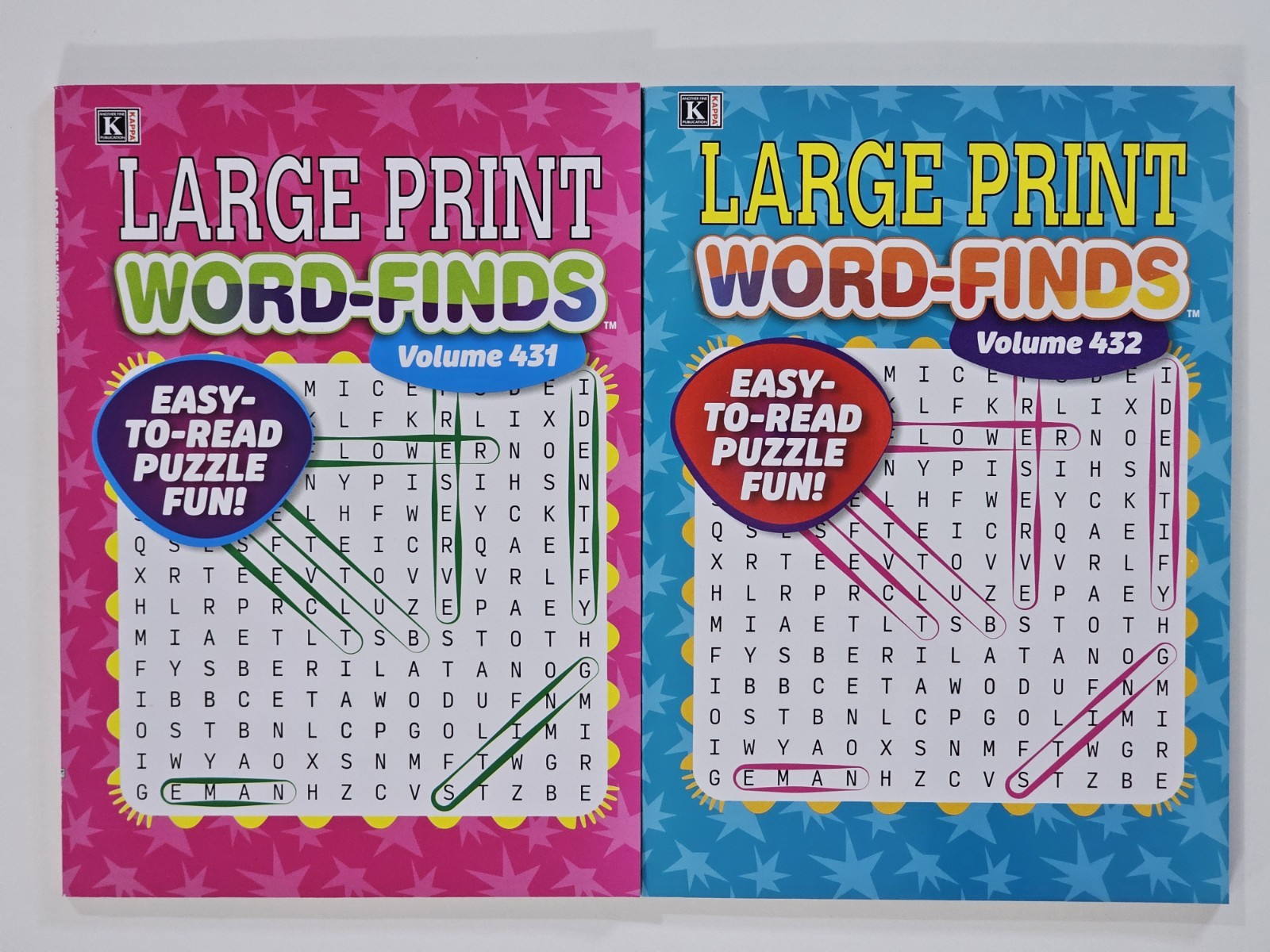 2 Large Print Word-Finds Puzzle Books Kappa Games Vol #431-432 ~ 80 Puzzles Each