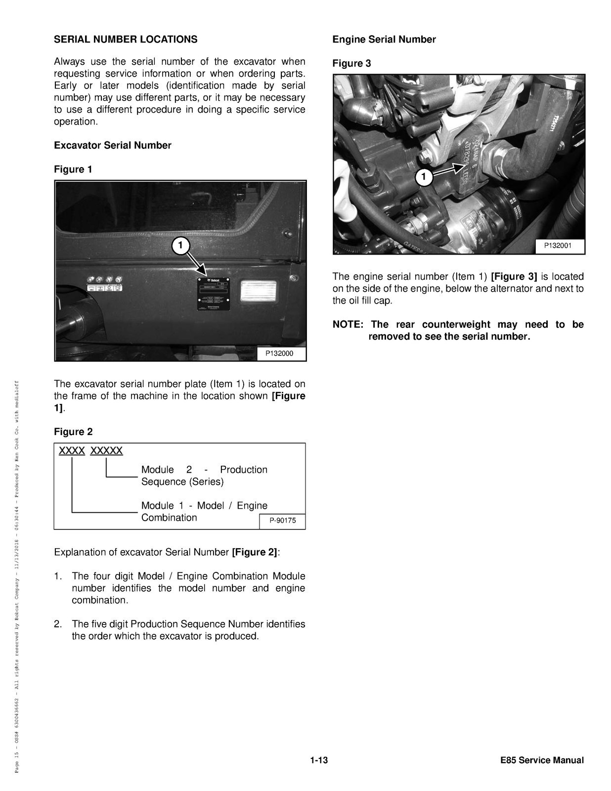 BOBCAT E85 Excavator Service Manual SN B48411001 Up, BIND, FRONT & BACK, FOLDOUT