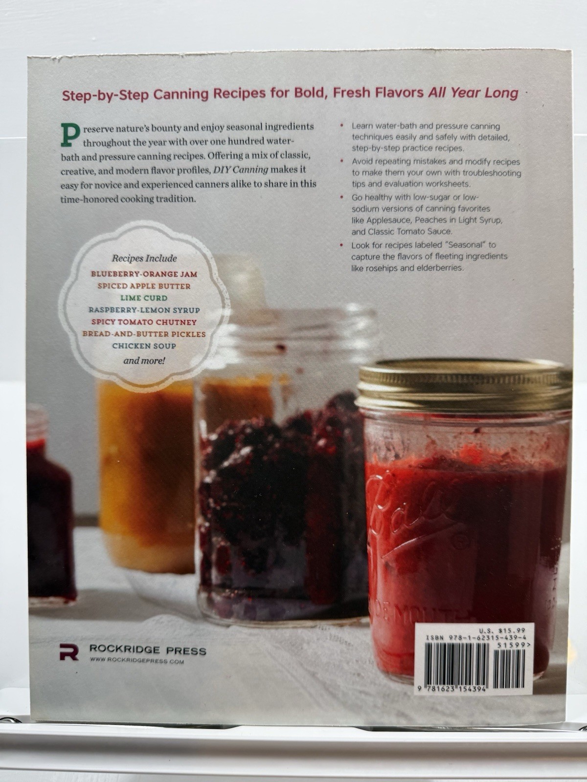 DIY Canning Cookbook Rockridge Press 2015 PB Small Batch Recipes Preserving
