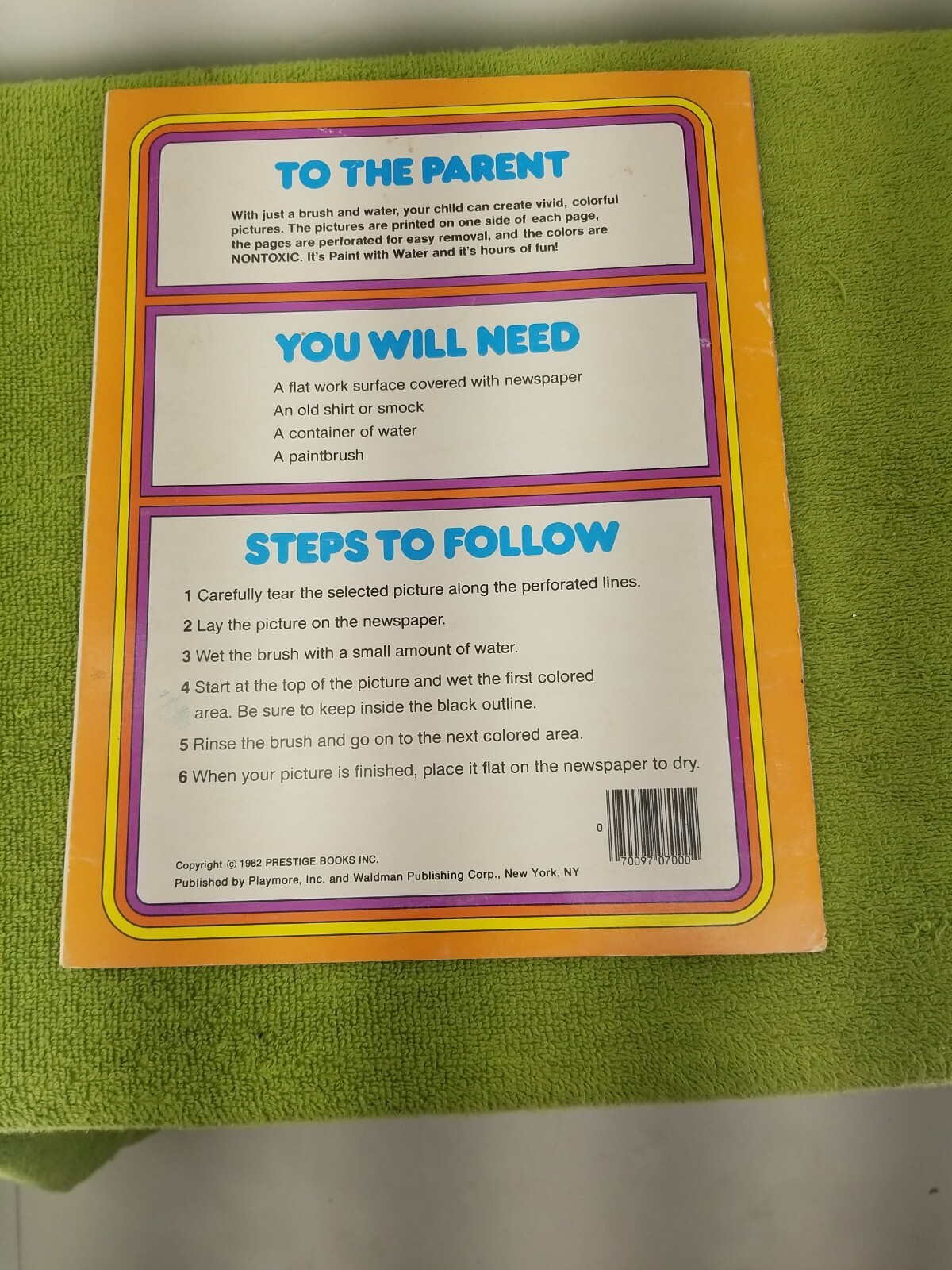 Paint with Water outer space Prestige 1982 Coloring/Activity Book 5 pages missng
