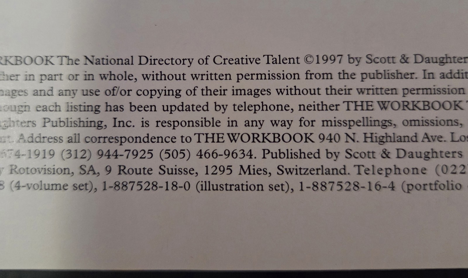 🔥🔥1997 THE WORKBOOK: THE NATIONAL DIRECTORY OF CREATIVE TALENT – HARDBACK BOOK