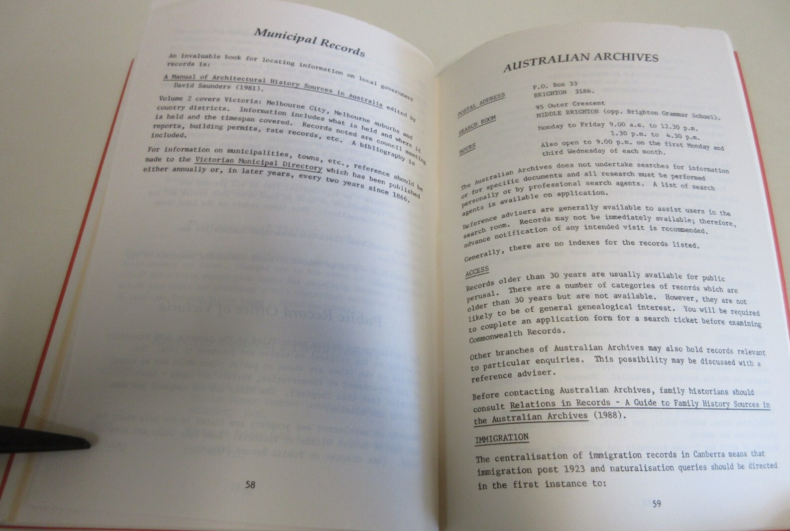 Family and Local History Sources in Victoria – Brown et al. – 106 Pages – 1990