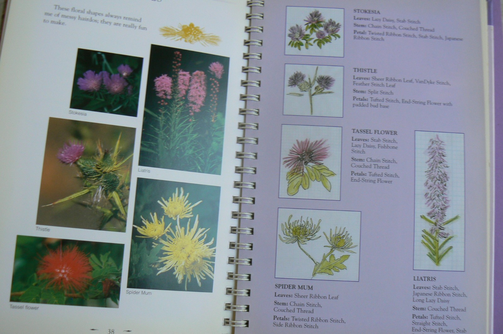 FLORAL STITCHES, illustrated guide, Judith Baker Montano,spiral HC LN!
