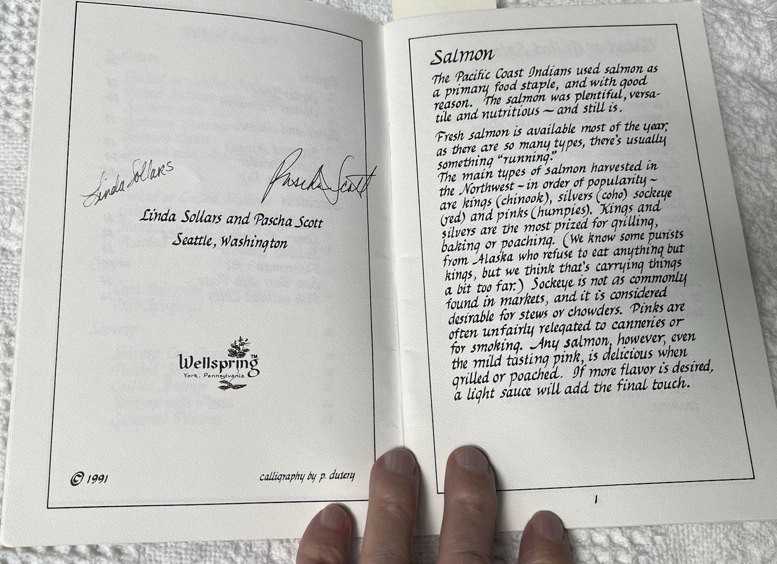 Pacific Northwest Seafood Sollars & Scott Signed 1991