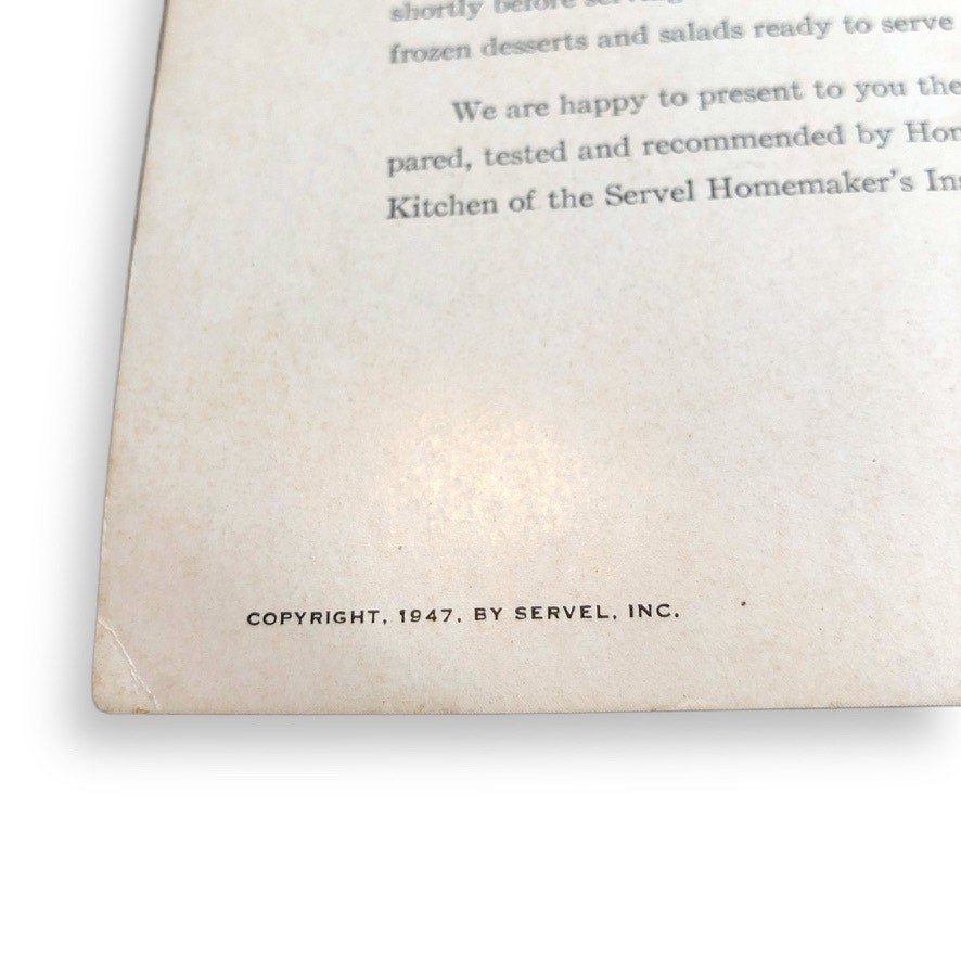 Servel Refrigerator User Manual Recipe booklet Cookbook VTG Kitchen Ephemera