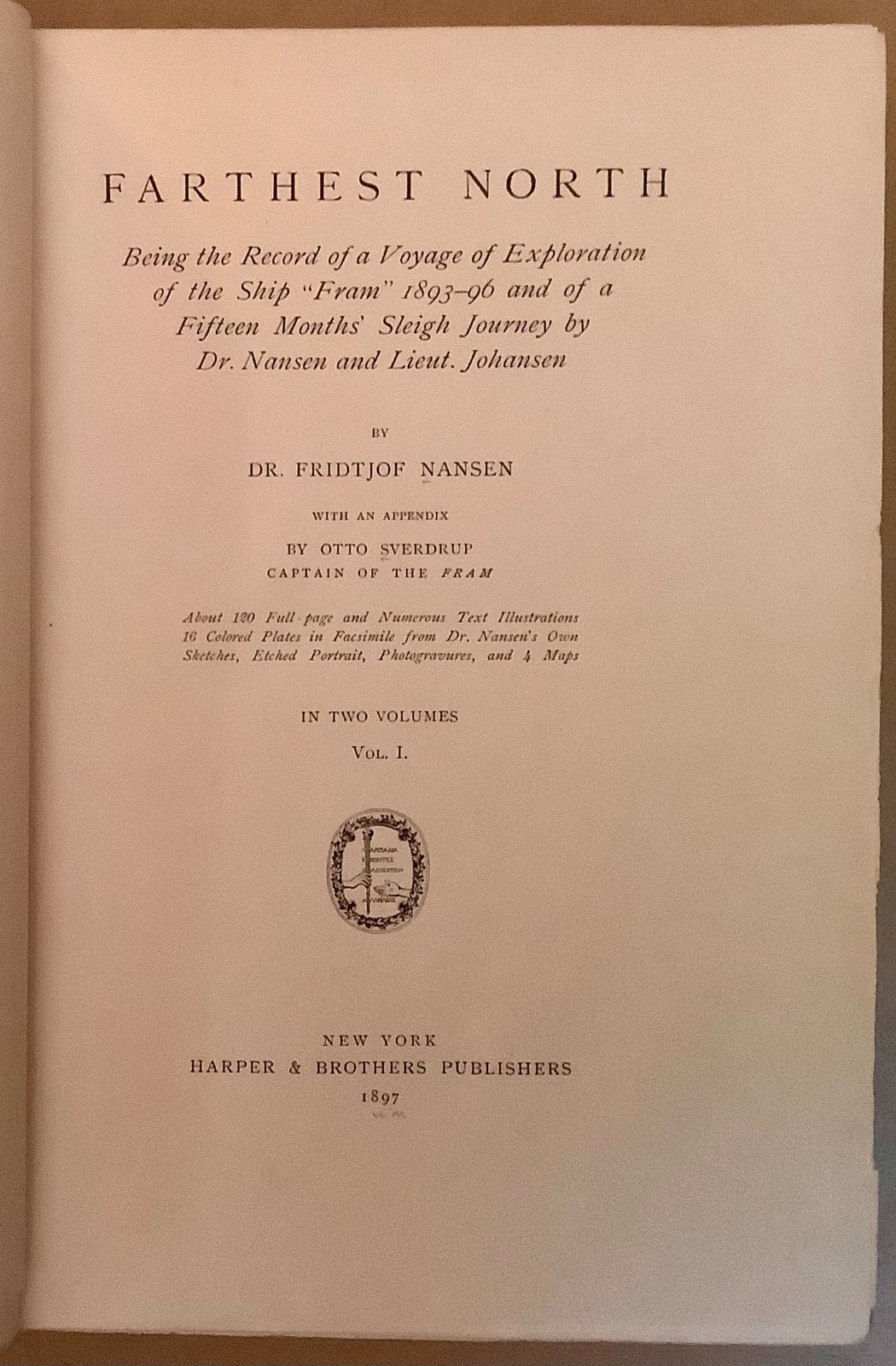 Nanson, Fridtjof Dr. FARTHEST NORTH, 1897, FIRST AMERICAN ED. FULL CALF BINDING.