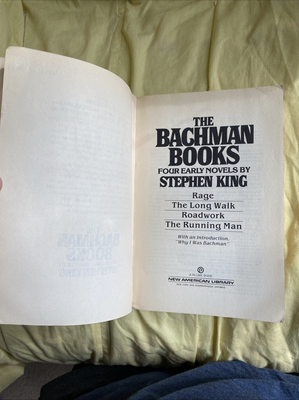 The Bachman Books by Stephen King (1st Plume Omnibus Printing, 1985)