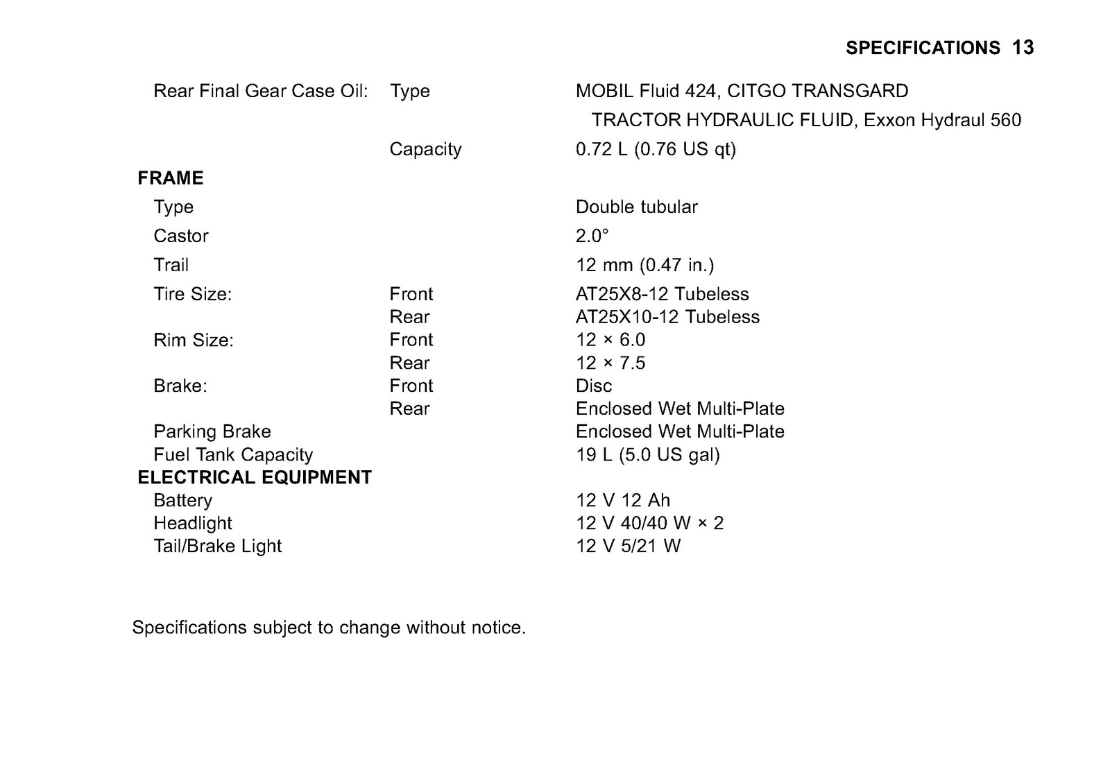 KAWASAKI Brute Force 750 4x4i Owners Manual 2010 – WIRE BOUND – TOUGH COVERS