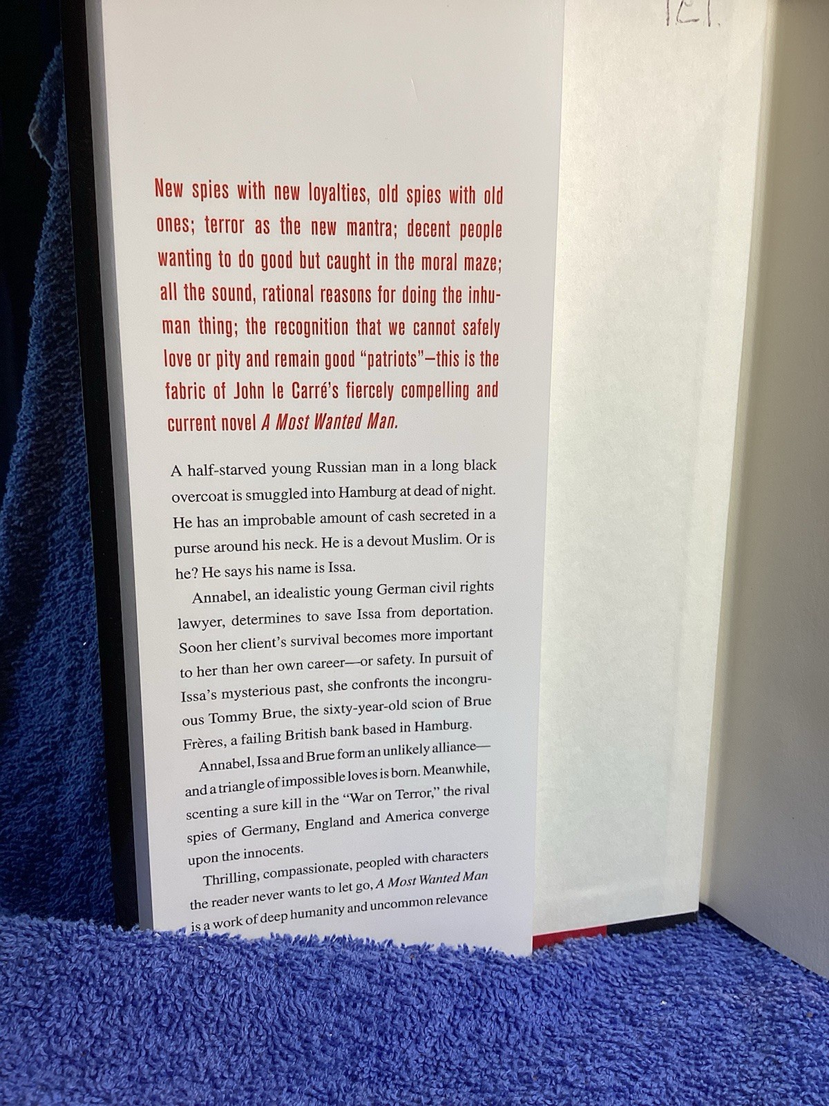 A Most Wanted Man John LeCarre’ Published By Scribner 2008 323 Pages