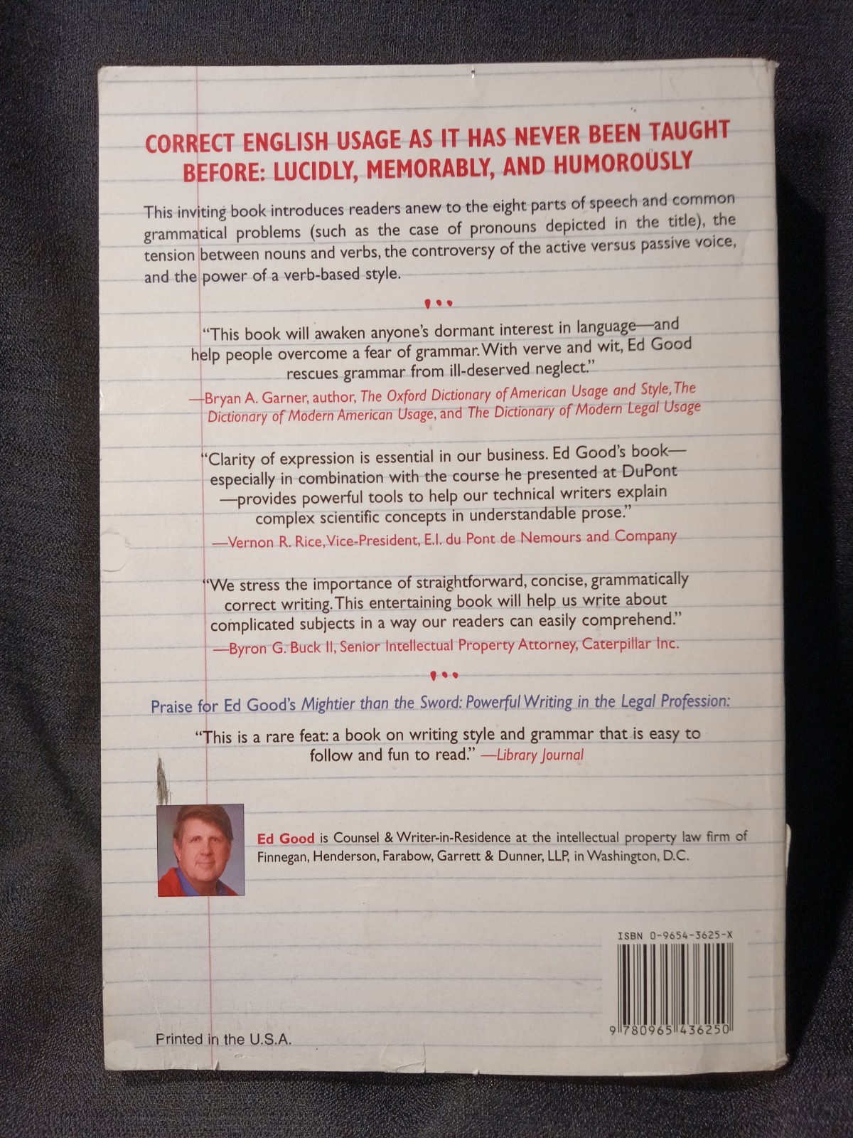 A GRAMMAR BOOK FOR YOU AND I …OUPS, ME ; BY EDWARD GOOD PAPPER BACK 430 PAGES