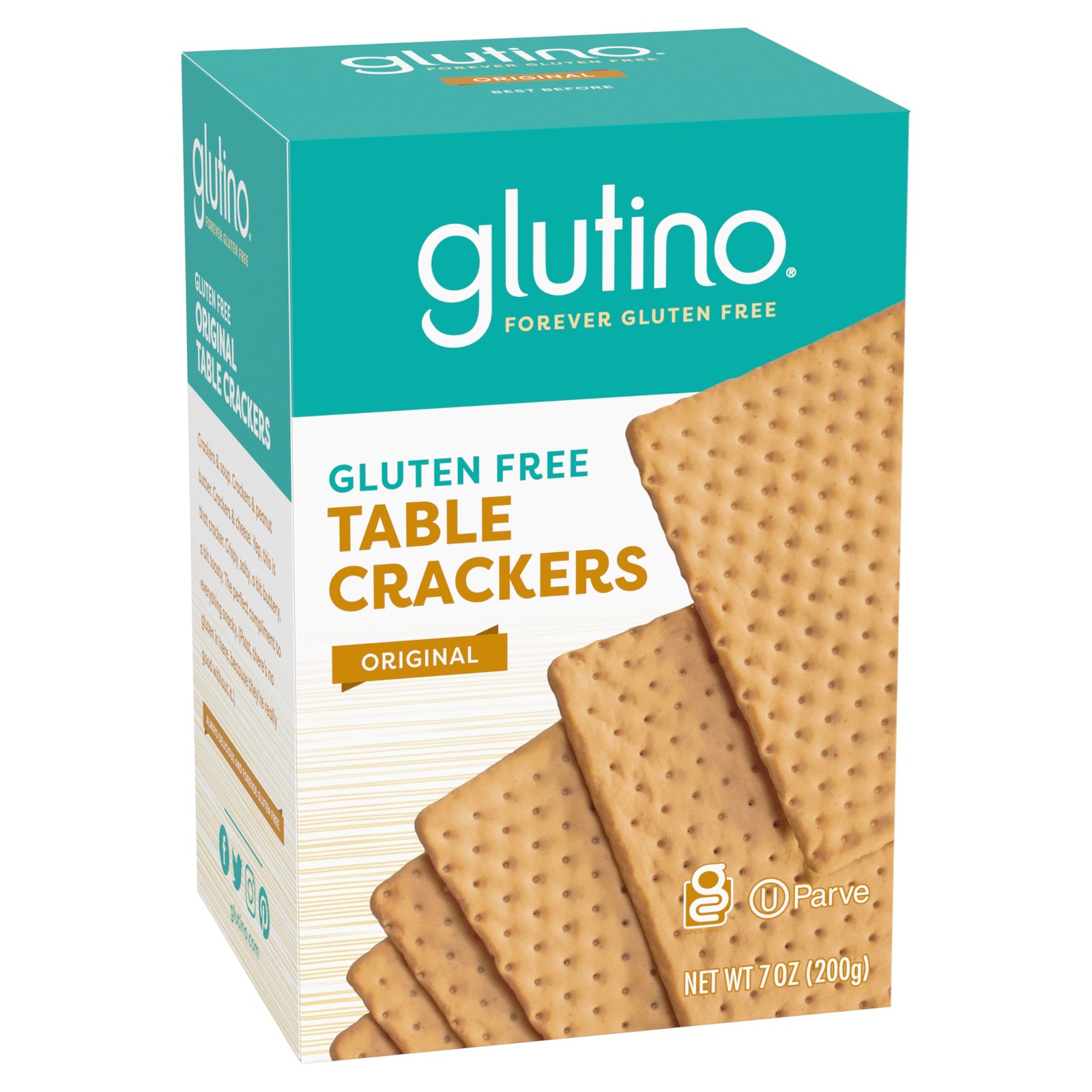 Glutino Gluten Free Table Crackers, Premium Squares, Original, Kosher, 7 oz